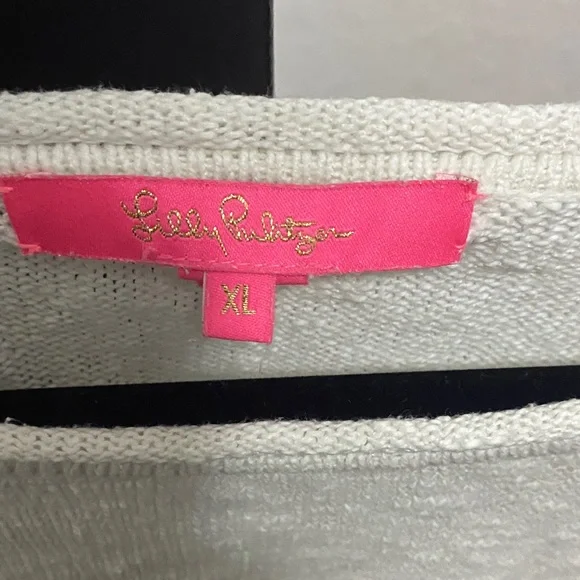 Lilly Pulitzer Cream Sweater with Pink Label - Picture 2 of 2